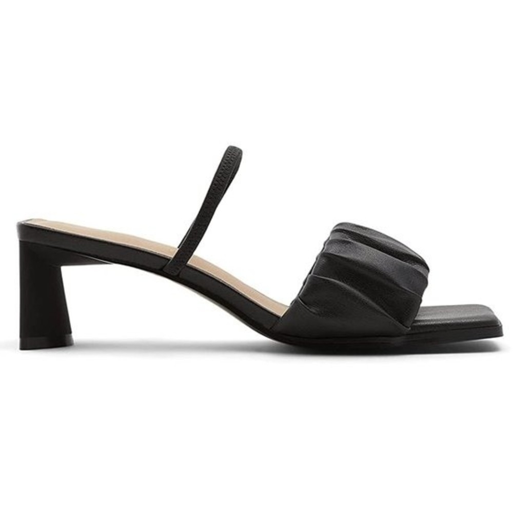 Aldo Size 9 Adreran‎ Black Faux Vegan Leather Slip On Slides Mules Heels Shoes